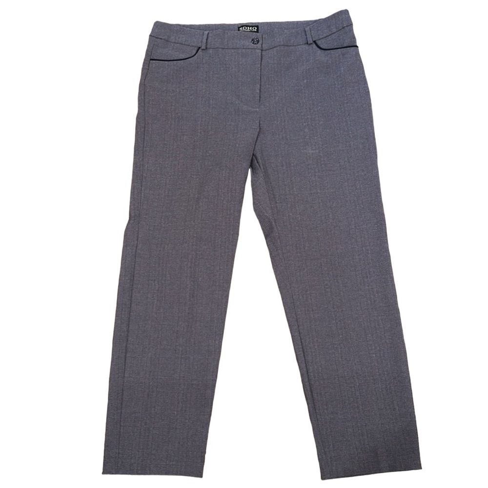 SOHO Gray Stretch Dress Pants Faux Leather Trim